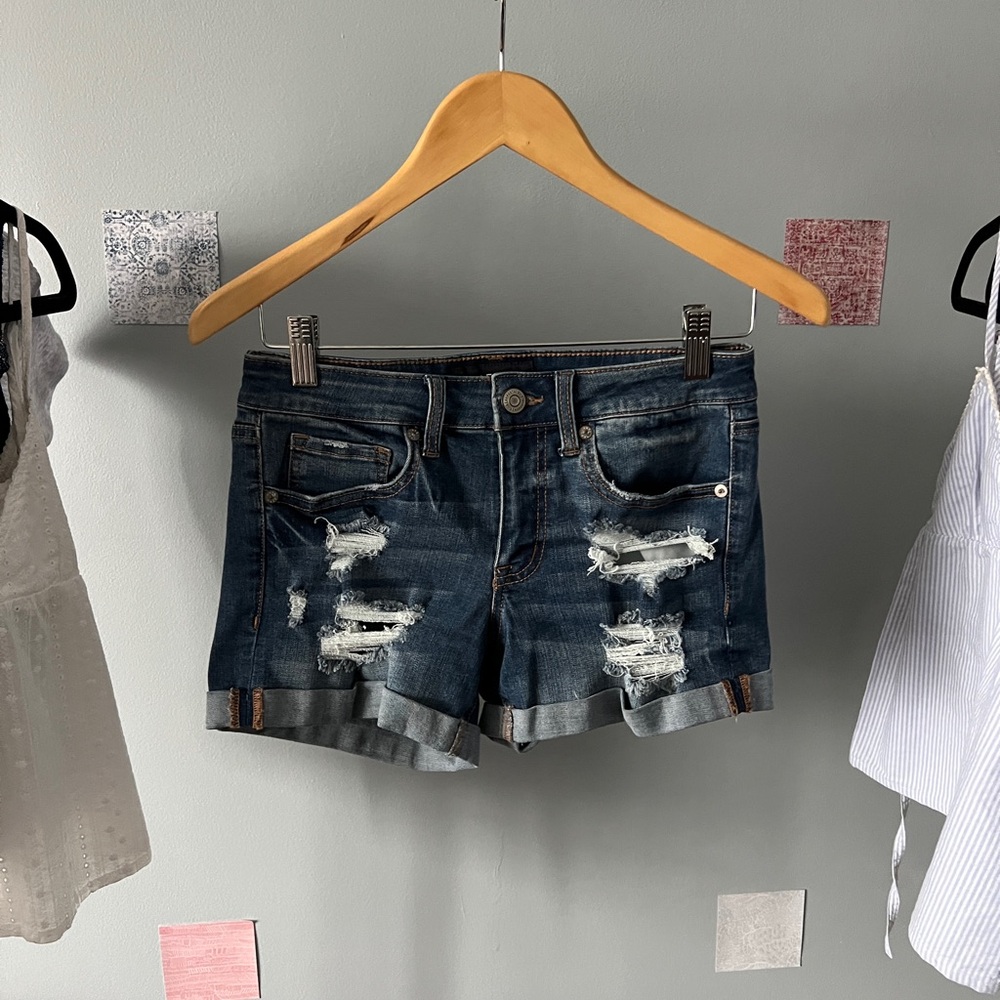 Aero ripped jean shorts